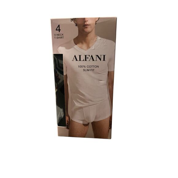 ALFANI 4-PACK COTTON V-NECK REGULAR FIT BLACK T-SHIRTS SIZE XXL - Picture 2 of 4